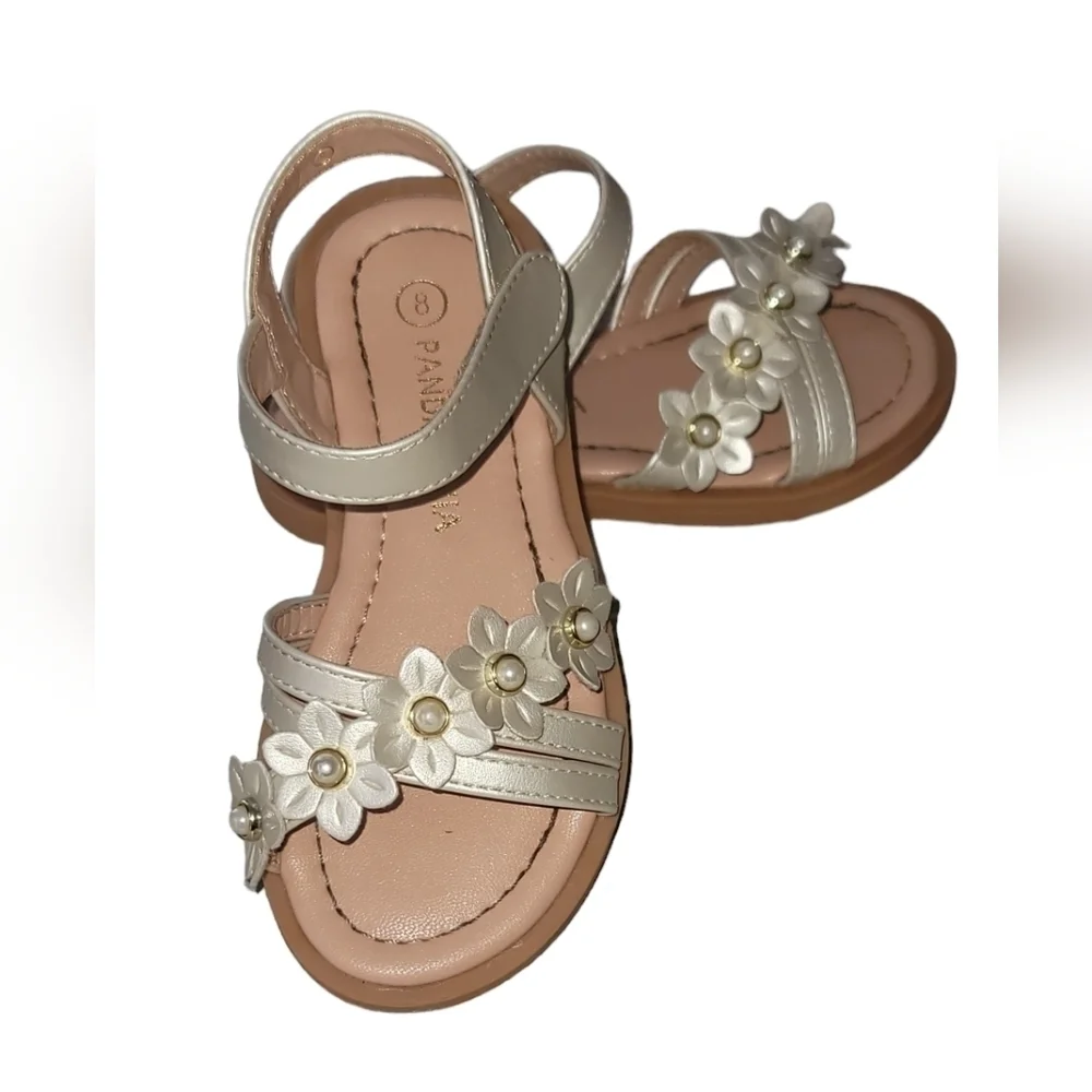 Girls Summer Flowers and Beaded Sandals